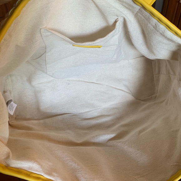 Mark and Graham, EXTRA LARGE straw beach tote. YELLOW trim and 2 straps 10 inch - Picture 9 of 10